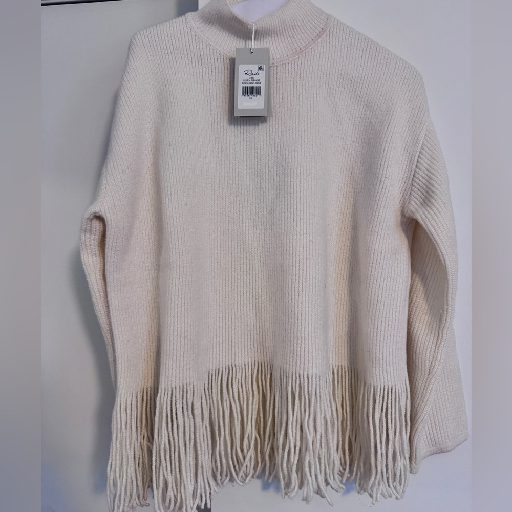 NWT - Rails - XS - Ivory Fringe Knit Sweater